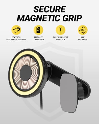 Scosche Qi2 MagSafe Car Mount Charger 25W Fast Wireless Phone Holder with 5-in-1 Mounting Options for Vent, Dashboard, Swing Arm, Back-of-Display, Compatible with iPhone 17/16/15/14/13 & Samsung S25 - style: Dash / Vent / Back of Display