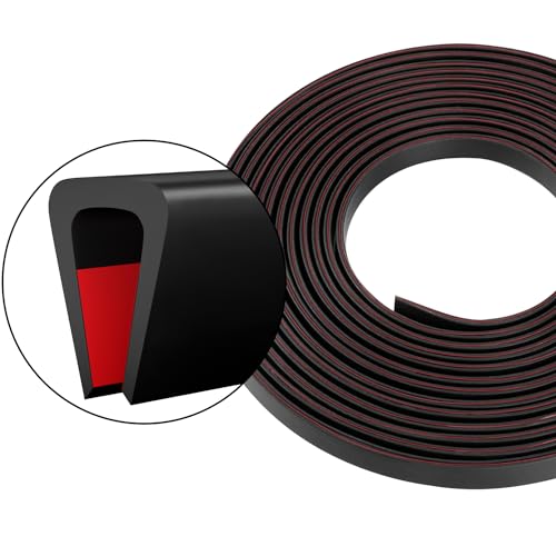 Silicone Edge Trim Self-Adhesive U Channel Silicone Edge Trim Edge Protector for Sheet Metal (Black, Fit 3/16" - L 20') - color: Black, size: Fit 3/16" - L 20'