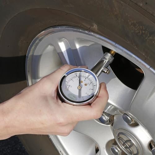 Slime 20049 Tire Pressure Gauge, Large Face Dial Analogue Gauge, 5-60 PSI - size: Large, style: Analogue