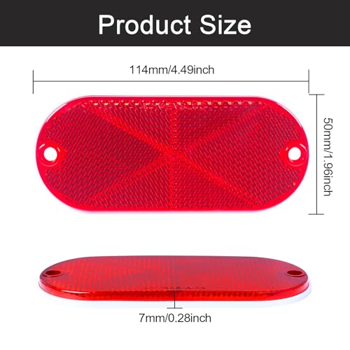 10 Pack 4.5 Inch Red Screw on Reflectors, DOT SAE Approval Road Safety Fence Gate Posts Rear Reflectors for Mailboxes Driveway Trailer Caravan Tunnels Truck Tractor Boat Lorry Motorcycle