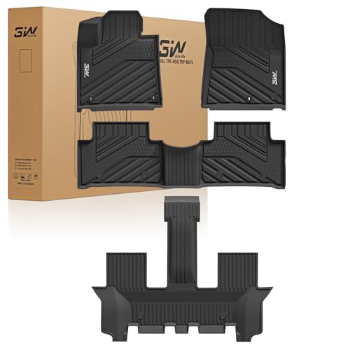 3W Floor Mats Compatible with Kia Sorento 6/7 Seats 2021-2025 2026(Not Fit for Hybrid & PHEV), TPE All Weather Protection Floor Mats Custom Fit 3 Rows Car Floor Liners Set Car Mats Acessoires, Black - size: 1.For Kia Sorento | 21-25 | 1st-3rd Row