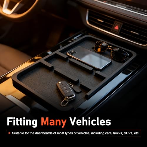 WZP Extra Large Dashboard Mat for Car, Anti-Slip Auto Dash Organizer Pad with Non Marking Tape, Universal Car Dashboard Accessories for Smartphone, GPS, Keys, Sunglasses, Coins, Pens (Black)