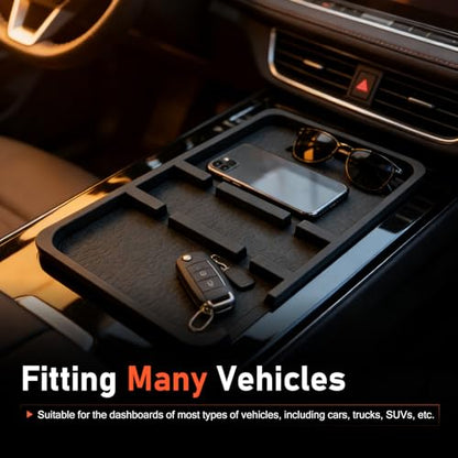 WZP Extra Large Dashboard Mat for Car, Anti-Slip Auto Dash Organizer Pad with Non Marking Tape, Universal Car Dashboard Accessories for Smartphone, GPS, Keys, Sunglasses, Coins, Pens (Black)
