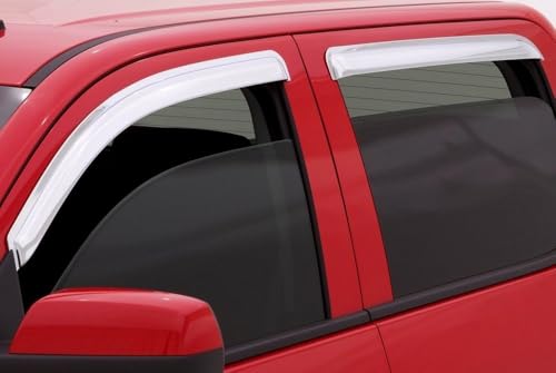 Side Window Visor Vent Deflector for 07-13 Chevry Silverado/GMC Sierra 1500 &Avalanche,07-14 Silverado/Sierra 2500HD&3500HD Crew Cab &Yukon XL&Suburban,4pcs Outside Mount Chrome Sun Rain Guards 94515Y - size: 07-13 Silverado Crew Cab(Chrome)