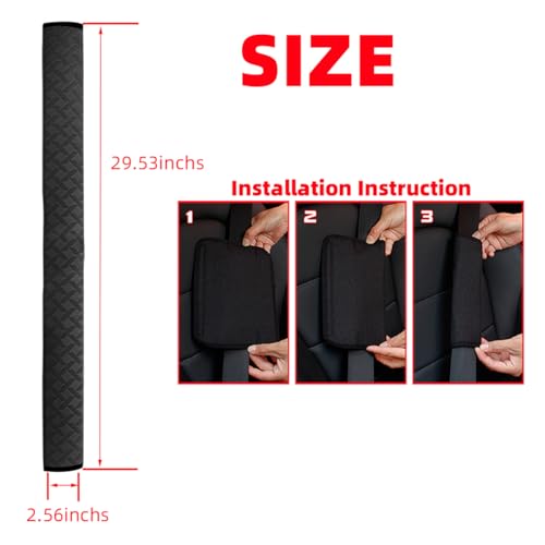 2PCS Extra Long Car Seatbelt Cover, 29.53 inches Soft Leather Vehicle Safety Seat Belt Strap Cushion, Comfortable Auto Shoulder Neck Chest Protection Pads Accessories, Extremely Long (Black) - color: Black/29 inches