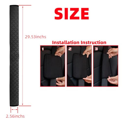 2PCS Extra Long Car Seatbelt Cover, 29.53 inches Soft Leather Vehicle Safety Seat Belt Strap Cushion, Comfortable Auto Shoulder Neck Chest Protection Pads Accessories, Extremely Long (Black) - color: Black/29 inches