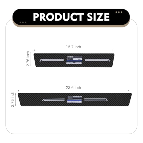 4 PCS Car Door Sill Protector, American Flag Design Leather & Carbon Fiber Style Anti-Scratch Car Scuff Plate Sticker, Universal for Most Cars SUVs Trucks (Black)