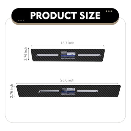 4 PCS Car Door Sill Protector, American Flag Design Leather & Carbon Fiber Style Anti-Scratch Car Scuff Plate Sticker, Universal for Most Cars SUVs Trucks (Black)
