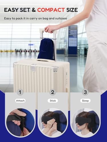 Travel Pillow for Airplane, Travel Pillow with Seat Strap and 3D Eye Mask to Firm Head, 360°Support Headrest No Bobblehead, Travel Essentials for Long Flight,Car Road Trip,Blue - color: Blue