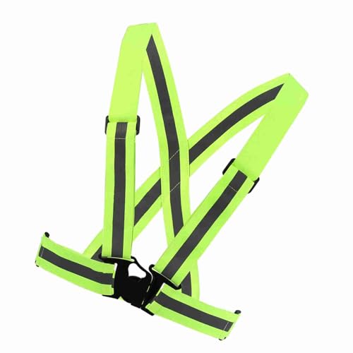 Reflective Vest High Visibility Safety Vest Strap Adjustable and Elastic Gear for Running Cycling Jogging and Walking, Lightweight Night Safety Equipment with Large Reflective - color: Green