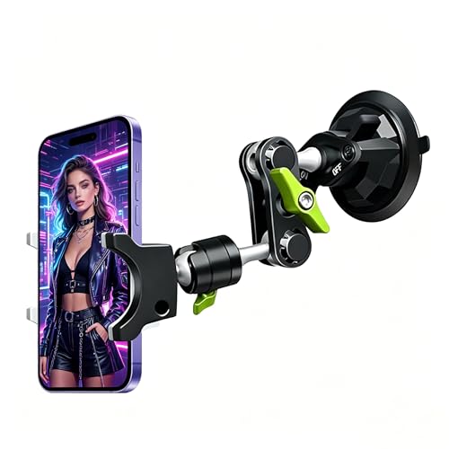 Phone Mount for car，Suction Cup Car Phone Mount，360° AdjustableMetal material ,Phone Holder for Video Recording，for Truck Camera vlogging, Mobile phone live streaming stand, no installation required