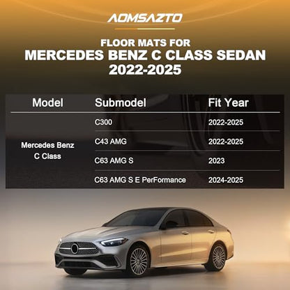 Trunk Mat Fit for Mercedes Benz C Class Sedan 2022 2023 2024 2025 2026 - AOMSAZTO Cargo Mat All Weather Custom Fit Cargo Liner C Class Car Mats Accessories Black (Only for Sedan) - style: 1) for Mercedes Benz C-Class | 2022-2026 | Cargo Liner