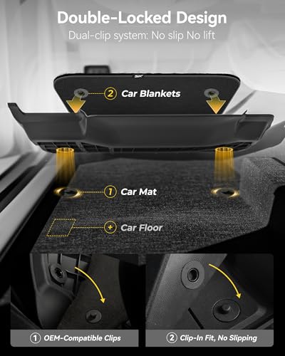 3W Floor Mats with First Row Carpets for Toyota Tacoma 2016-2023, TPE Floor Liner Thickened Carpet with Safety Locks and Driver Heel Pad fit Tacoma Cars Accessory(Only for Double Cab and Automatic) - size: 6. Tacoma|16-23|Floor Mats&First Row Carpet