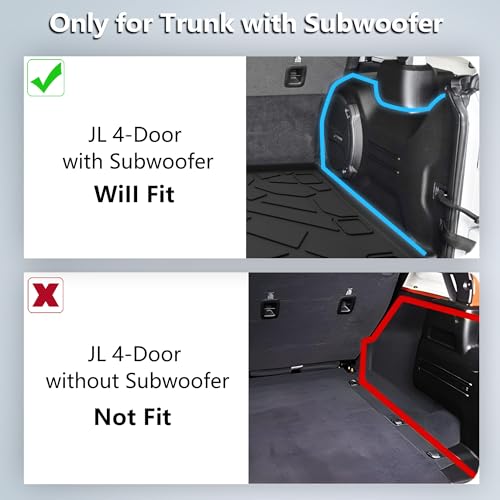 KARPAL Floor Mats & Cargo Liner for 2018-2025 2026 Jeep Wrangler JL Unlimited 4-Door with Subwoofer (Not for JK/4XE), All Weather TPE Custom Fit Floor Liners Car Mats Accessories - style: 2018-2026 | For Jeep JLU | Upgraded Combo Set