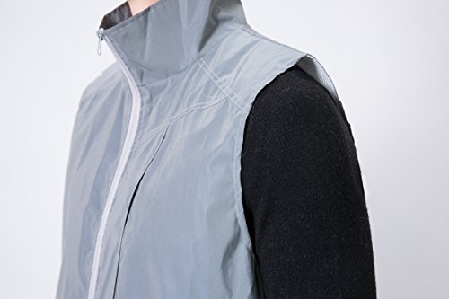 LZLRUN Reflective Vest Jacket Casual Hiphop Windbreaker Night Sporting Coat Hooded Fluorescent Clothing - size: 3X-Large