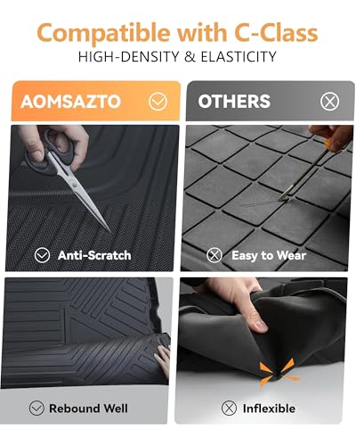 Trunk Mat Fit for Mercedes Benz C Class Sedan 2022 2023 2024 2025 2026 - AOMSAZTO Cargo Mat All Weather Custom Fit Cargo Liner C Class Car Mats Accessories Black (Only for Sedan) - style: 1) for Mercedes Benz C-Class | 2022-2026 | Cargo Liner