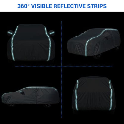 Tecoom Car Cover Waterproof All Weather, 8 Layers Soft Cotton Fleece Lining SUV Car Cover with Zipper Door & Lock, Windproof Rain Sun UV Hail Protector Full Exterior Covers Fit SUV (206-215 Inches) - size: YXXL: Fit 206-215 inches SUV
