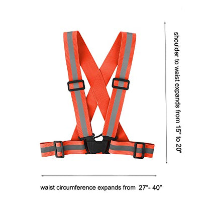 Running Reflective Vest Gear 3 Pack, Adjustable Safety Vest High Visible Reflective Belt Straps Night Walking Vest - color: Green,Orange,Yellew