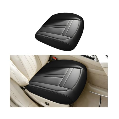 Car Front Seat Covers, Leather Anti-Slip Vehicle Front Seat Protection Full Wrap, Waterproof Driver Automotive Bottom Cushion Pad Mat Accessories, Universal for SUV, Sedan, Truck (Black) - color: Black