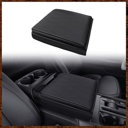 Muslogy Center Console Armrest Cover Fit for Ford F-150 F150 2021-2025 2026 Accessories, Comfort Armrest Pad Console Lid Cushion Vegan Leather 1-Inch Extra Thick(WorkSurface ONLY) - size: 2) 21-25 |F150| WorkSurface, +Thick