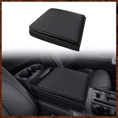 Muslogy Center Console Armrest Cover Fit for Ford F-150 F150 2021-2025 2026 Accessories, Comfort Armrest Pad Console Lid Cushion Vegan Leather 1-Inch Extra Thick(WorkSurface ONLY) - size: 2) 21-25 |F150| WorkSurface, +Thick