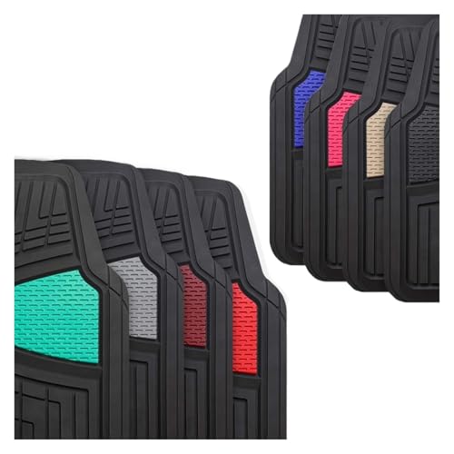 Heavy-Duty Rubber Car Floor Mats - Universal Fit Full Set for Sedans, SUVs, and Trucks - Climaproof & Trimmable - Black