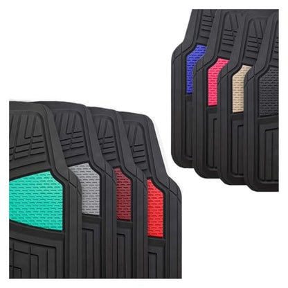 Heavy-Duty Rubber Car Floor Mats - Universal Fit Full Set for Sedans, SUVs, and Trucks - Climaproof & Trimmable - Black