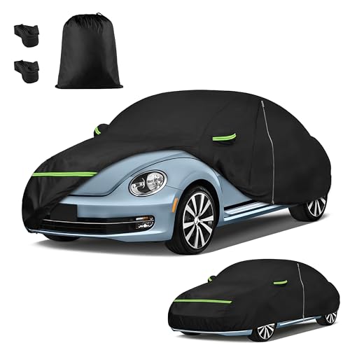Car Cover for Volkswagen Beetle/New Beetle 1998-2019, Custom Fit Waterproof All-Weather Full Car Cover, Windproof Outdoor Full Cover with Driver-Side Zippered Door, UV-Resistant and Dustproof - size: for VW New Beetle