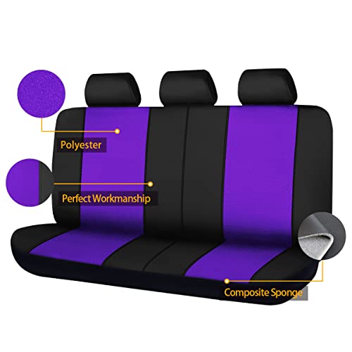 Flying Banner Rear Bench car seat Covers car seat Protectors Split 40/60 50/50 60/40 (Black & Purple, Value) - color: Black & Purple, size: Value