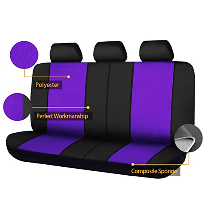 Flying Banner Rear Bench car seat Covers car seat Protectors Split 40/60 50/50 60/40 (Black & Purple, Value) - color: Black & Purple, size: Value