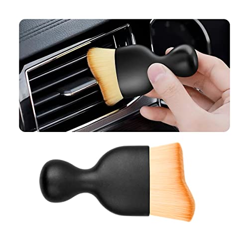 Blilo Car Interior Detailing Brush, Auto Soft Hair Cleaning Brushes, Curved Dirt Dust Collectors, Removal Tool for Dashboard Air Conditioner Vents Leather, Scratch Free (Brown/1PCS) - color: Brown, size: 1PCS
