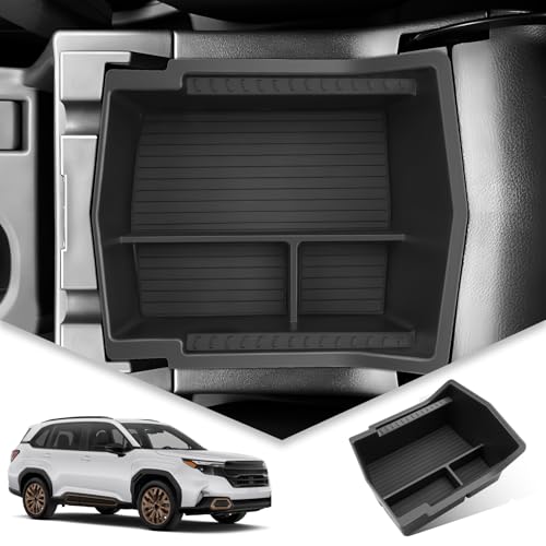 BIBIBO 2025 2026 Forester Center Console Organizer for 2025+ Subaru Forester Premium/Sport/Limited/Touring Console Tray 2025 Subaru Forester Insert Glove Pallet Organizer 2025+ Forester Armrest Tray - color: Black-1Pack