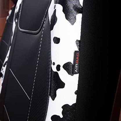 Flying Banner car seat Covers Protects Water Proof Faux Leather Carbon Fiber Front and Rear Bench (Cow Black, Full Set - 8PCS) - color: Cow Black, size: Full Set -- 8pcs