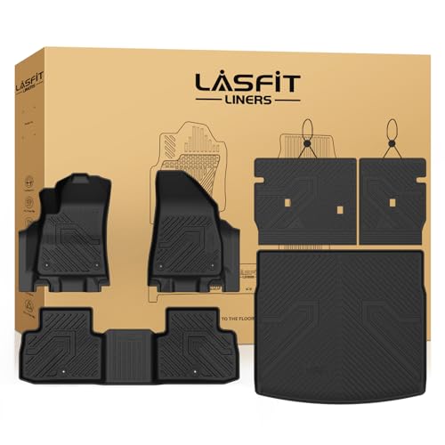 LASFIT Floor Mats for Jeep Cherokee 2026 Hybrid, All Weather TPE Custom Fit Car Mats Floor Liners Rear Backrest Mat Trunk Seatback Cargo Liner, Black - style: Cherokee 26+