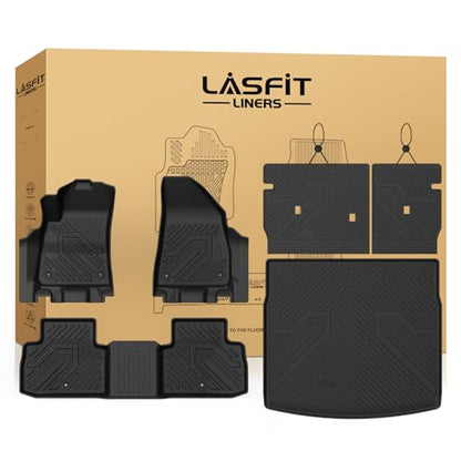 LASFIT Floor Mats for Jeep Cherokee 2026 Hybrid, All Weather TPE Custom Fit Car Mats Floor Liners Rear Backrest Mat Trunk Seatback Cargo Liner, Black - style: Cherokee 26+