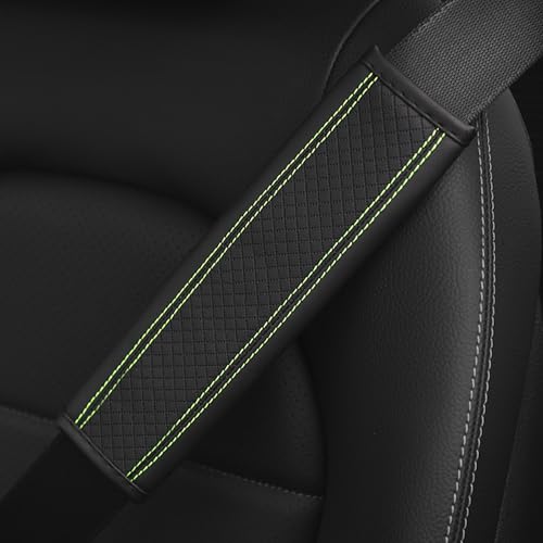 2PCS Car Seat Belt Cover, Soft Shoulder Strap Covers Harness Pads, Safety Leather Seatbelt Comfort Driving Cushion Protect Your Shoulder and Neck Universal for Car, SUV,Truck (Black/Green) - color: Black/Green