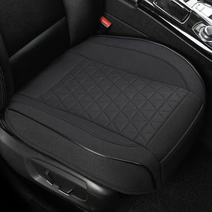 West Llama Linen Front Car Seat Cover Protector Anti-Slip Bottom Seat Cover Fits 95% of Vehicles,Wrapping Around The Bottom,Triangular Pattern(Black-2Pcs) - color: Triangular Pattern-Black, size: 2pc