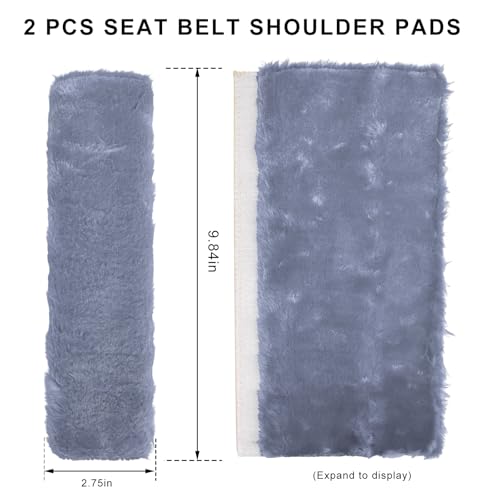 Sun Walker 2PCS Seat Belt Shoulder Pads, Fluffy Soft Plush Auto Seat Belt Pads for Protecting Your Neck & Shoulder, Comfortable Seatbelt Cover Warm Protective Cushion for Most Cars (Gray) - color: Gray