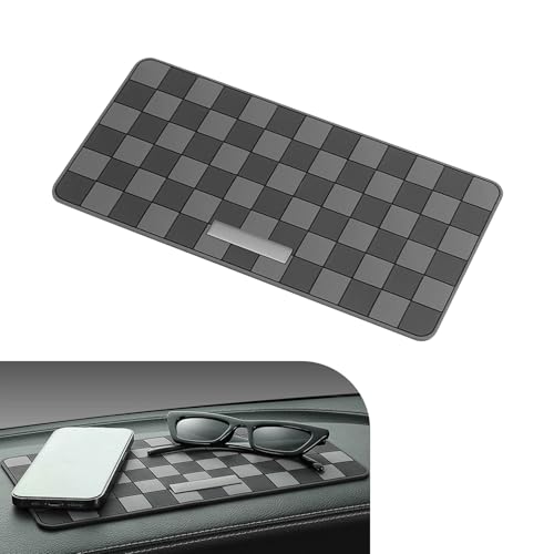 Car Dashboard Non Slip Mat, 11.8" x 5.9" Anti-Slide Grid Sticky Dash Pad, Multifunctional Dashboard Gripping Pad for Cell Phones, Keys, Sunglasses, Electronic Devices (Black & Gray) - color: Black & Gray