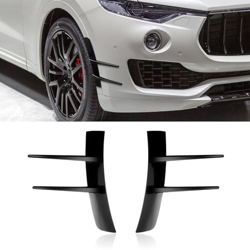 2PCS Universal Car Spoiler Canards Kit, Front Bumper Splitter Fins, Fender Side Vents Stickers, Auto Body Hood Side Wing Decor Strip Exterior Accessories (Black) - size: Black