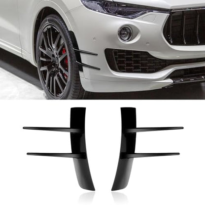 2PCS Universal Car Spoiler Canards Kit, Front Bumper Splitter Fins, Fender Side Vents Stickers, Auto Body Hood Side Wing Decor Strip Exterior Accessories (Black) - size: Black