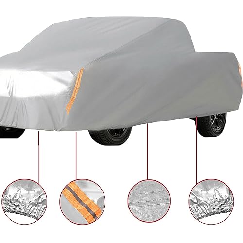 Full Coverage Car Cover All Weather Outdoor & Indoor Silver Pickup Truck Universal up to 260 L x 80 W x 65 H - size: 260 L x 80 W x 65 H