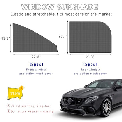 Ohleats 4 PCS Car Window Shades, Auto Front Rear Side Window Sun Shades for Block Heat & UV Protection, Breathable Mesh Baby Window Screen Covers, Universal Car Accessories (Car) - size: Car 4PCS