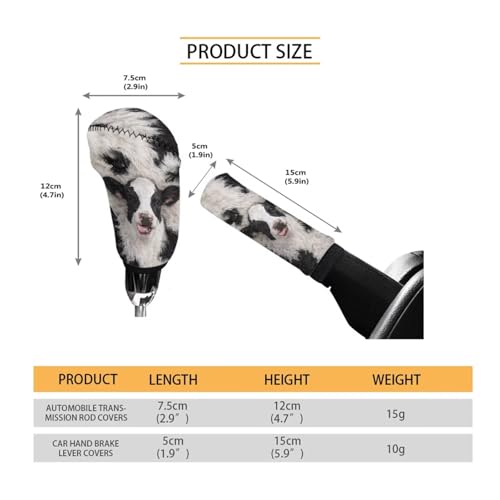Jeiento Cow Auto Gear Shift Accessories Black White Cow Shift Knob Cover Universal Fit Most Vehicles,Non-Slip Soft Auto Shift Handbreak Protector Covers - color: Cow