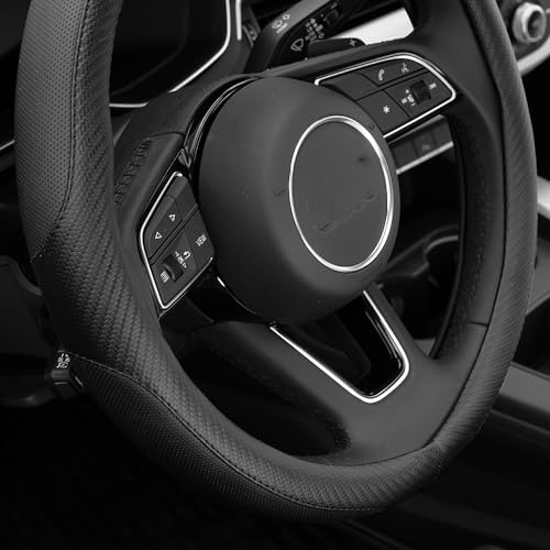 YHONGJT Soft Microfiber Leather Anti-Slip Car Steering Wheel Cover, Universal Fit 15 Inch for Women Girls, Fit Vehicles, Sedans, SUVS, Vans, Trucks - Black - color: C-Black