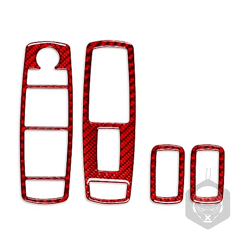4PCS Carbon Fiber Door Power Window Lifter Switch Button Panel Cover Trim Decorative Sticker Car Interior Accessories Compatible with Dodge Ram 1500/2500/3500 2013 2014 2015 2016 2017 2018 Red - color: Red 32