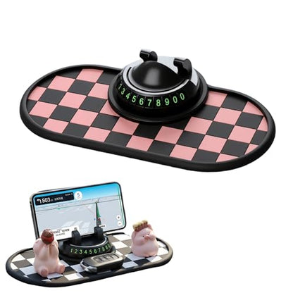 Mobile Phone Bracket Anti-Slip Mat,2026 New Multifunction Car Dashboard Mat with Temporary Parking Number Sticker,Universal Car Organizer Non-Sticky Pad for Phones Sunglasses Keys Gadgets (Pink) - color: Pink