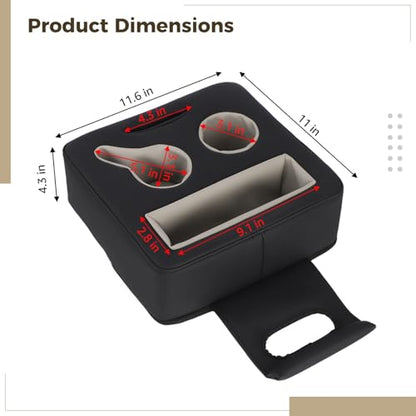 Back Seat Cup Holder for Car, Universal Truck Bed Organizer, Automotive Bottle Holder Tray, Boat Couch Expander Tray for Snacks, Phone, Remote