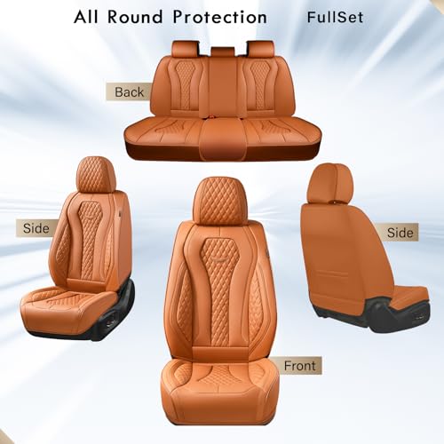 Coverado Car Seat Covers Full Set, Brown Seat Covers, Automotive Car Seat Cover, Car Seat Covers Front Seats Back Seat Covers, Car Seat Protector Universal Fit Most Cars - color: Brown, size: FullSet