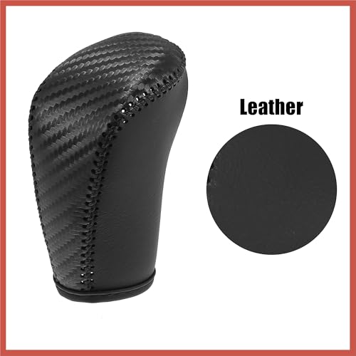ACROPIX Car Faux Leather Carbon Fiber Black Gear Shift Knob Cover for Nissan Altima 2019-2021 Sentra 2020-2021 Kicks 2018-2021 Versa 2020-2021 Black Line Car Parts